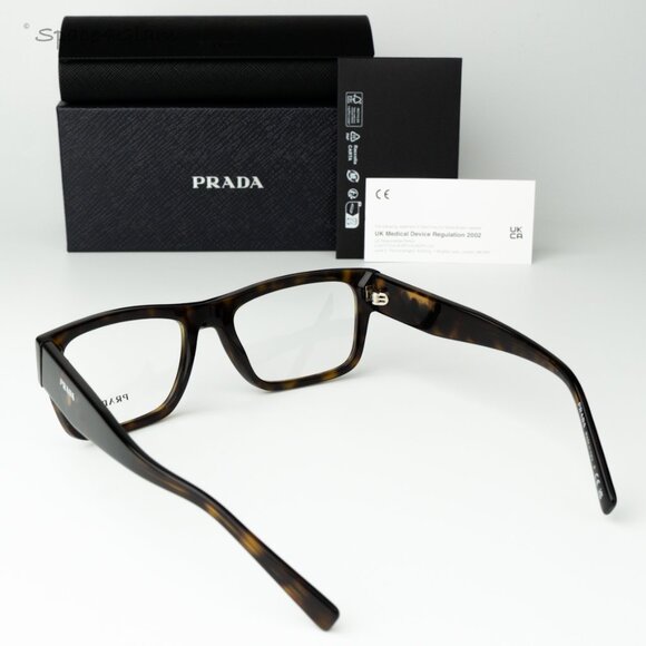 Prada Men Eyeglasses Havana Demo Rectangle Unisex PR15YV 2AU1O1 BRAND NEW - Picture 7 of 8